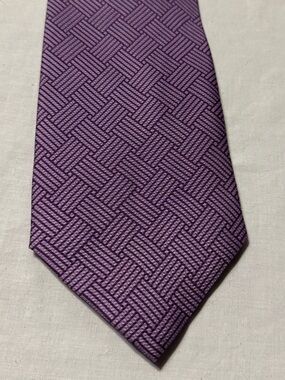 Bijoux Terner Men's Silk Tie Patterned Purple Hand Made Necktie 3.75" X 63"